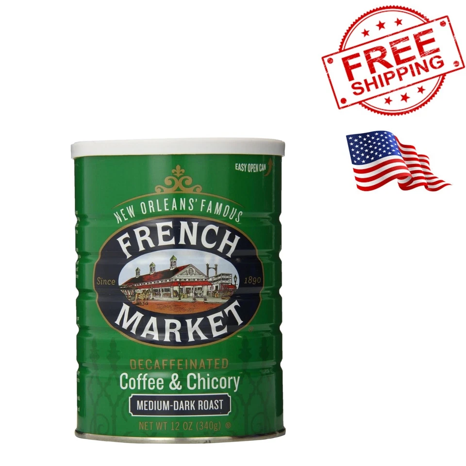French Market Decaffeinated & Chicory Medium-dark Roast Ground Coffee 12 Oz Canister