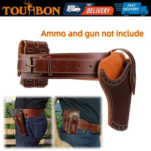 Tourbon Leather Cowboy Holster Handgun Carry Revolver Rig Holder Belt Mag Pouch - Picture 1 of 24