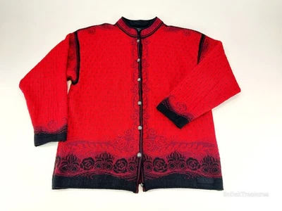 Cárdigan Suéter Dale Of Norway Colección Informal Talla Grande 100% Lana Rojo Negro Foto 1 de 4