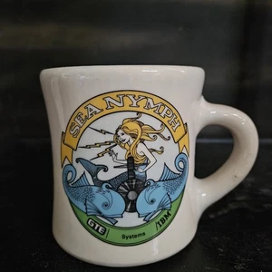 Tazza da caffè vintage Victor Sea Nymph Fish US Navy Sub GTE IBM Systems pesante - Foto 1 di 4