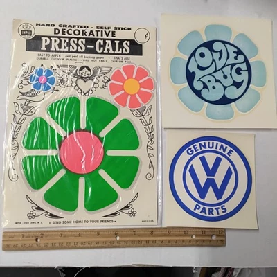Calcomanía adhesiva hippie Love Bug Flower de colección años 60 original lote raro todo nuevo sin usar Foto 1 de 4