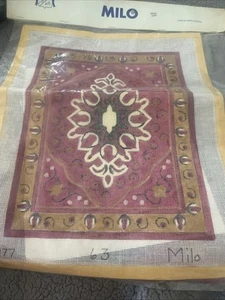 Milo Custom Needlepoint Canvas Kit Dollhouse Rug Size 10.5” Vintage 1977 Rare - Picture 1 of 2
