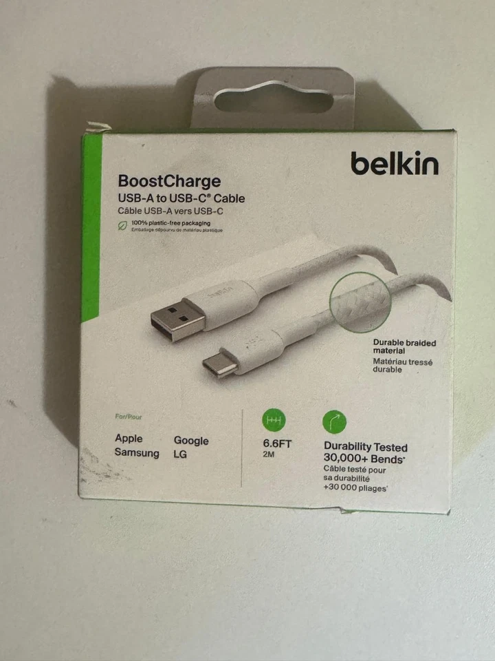 Belkin Boost Charge USB-A to USB-C Cable 6.6FT  Durable Braided - White - Image 1 of 1