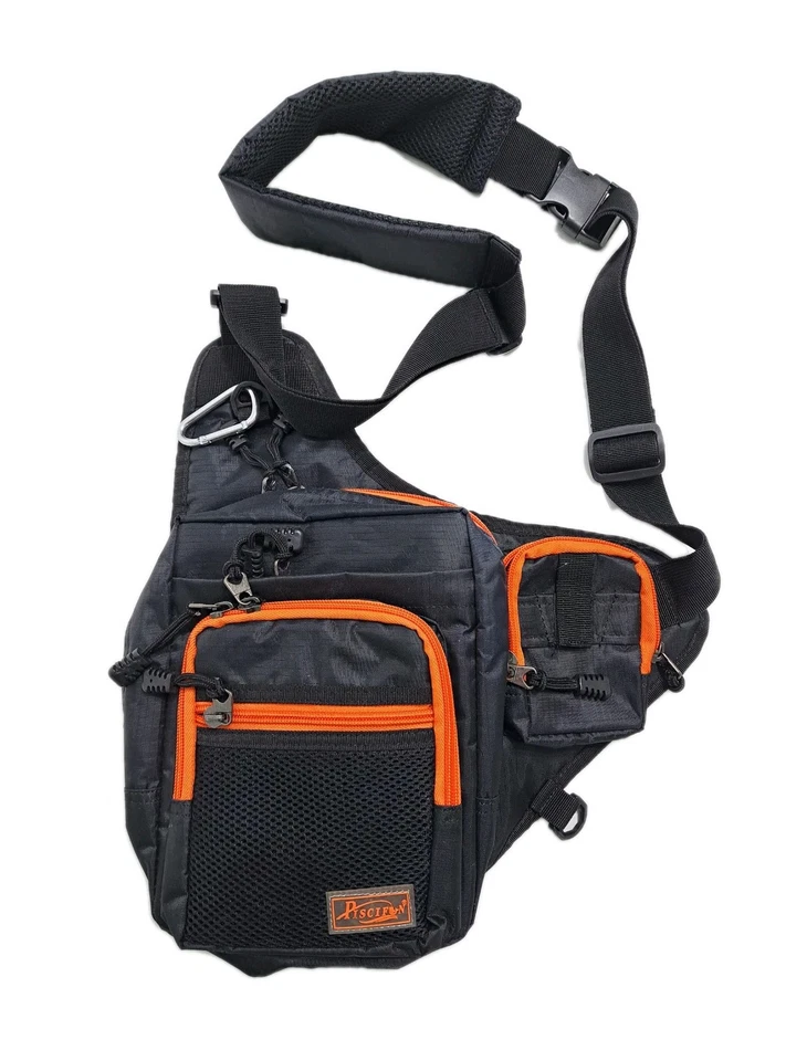 Bolsa de Surf Aparejos de Pesca Negra Naranja Piscifun Eslinga Hombro Acolchada Nylon  Foto 1 de 4
