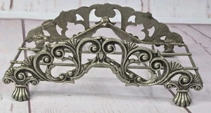 Vintage Karew Hollywood Regency Silver Tone Ornate Napkin Holder - Picture 1 of 14
