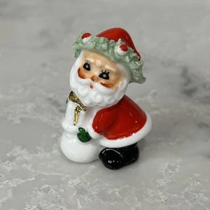 VTG Mini Napco Christmas Santa w/ Presents Figurine Kitsch Spaghetti Trim NICE! - Picture 1 of 6