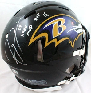 Von Ray Lewis signierter authentischer Ravens F/S Speed Helm mit 2 Insc.- Beckett W Holo - Bild 1 von 12