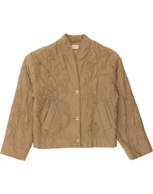 TOGETHER Womens Oversized Bomber Jacket UK 8 Small Beige Paisley Polyester DC09 - Image 1 of 4