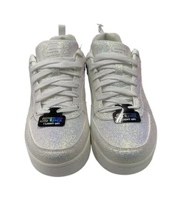 Skechers Remix Woman’s Size 7 White Glitter Light Up Tennis Shoes Sneakers - Picture 1 of 10