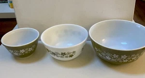 PYREX Cenicienta Cuencos Verde/Blanco Crazy Daisy Spring Blossom 441 442 444 - Imagen 1 de 5