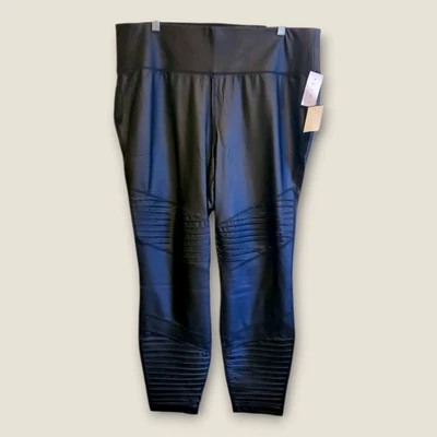 Lane Bryant Livi Leggings Womens Plus Size 2X Black Moto Faux Leather Stretch - Image 1 of 4