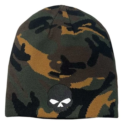 Harley-Davidson Men's Embroidered Willie G Skull Camo Knit Winter Beanie Hat - Image 1 of 2