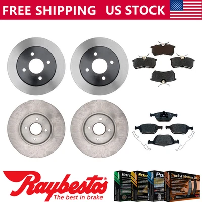 Rotores de freio dianteiros traseiros e pastilhas de freio metálicas Ford Focus 2004 - Raybestos - Imagem 1 de 4