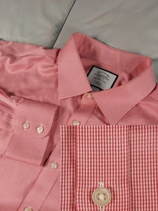 Charles Tyrwhitt Camicia Abito Uomo 18 (2XL) 35 46/89 Classico Rosa Jermyn Check  - Foto 1 di 10