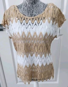 hearts of palm top Medium White Metallica Gold Stretchy Under Tank Attached - Picture 1 of 10