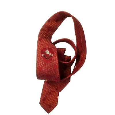 Camisa Manhattan Co 1950s gravata de seda vermelha bordada pomba sobre tochas cruzadas - Imagem 1 de 4