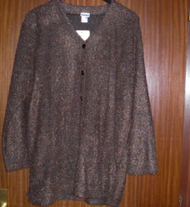 Strickjacke, Gr. 46, Bouclé, braun ( cognac) mit Etikett von Quelle"Meine Größe" - Bild 1 von 6