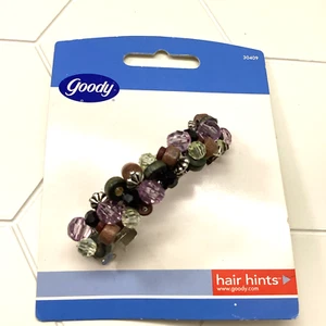 2005 Goody Hair Hints Barrette Beaded Clip Lavender Green Silver 2.5" Vtg NOS - Picture 1 of 11