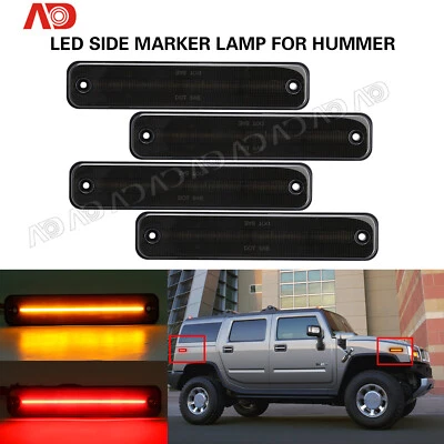For 2003-2009 HUMMER H2 Smoked Front Rear LED Side Marker Light Kit Amber Red 4X - Image 1 of 4