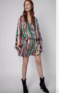 Zadig & Voltaire Rocade Paris dress animal floral mixed print silk XS $898 Rare - Picture 1 of 7