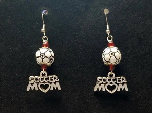 FUSSBALL BALL MOM Draht Ohrringe Schmuck Set - Handarbeit USA - Mode Baumeln  - Bild 1 von 1