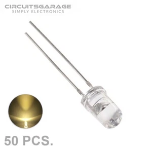 50 X 5mm Ultra Bright Water Clear Warm White LED Light Emitting Diode Bulb - USA - Picture 1 of 6
