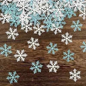 100pcs Blue Glitter Snowflakes - 2.8cm x 3.2cm - Picture 1 of 2