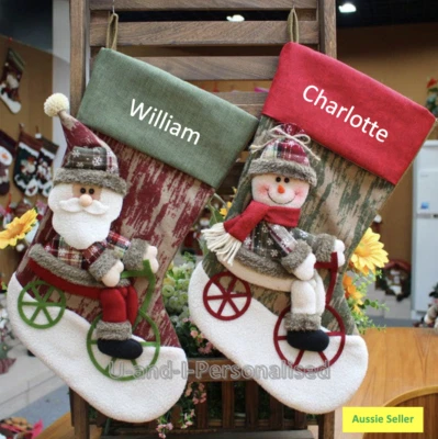 Personalised Christmas Stocking Custom Embroidered Name Text  Gifts Embroidery - image 1 of 4