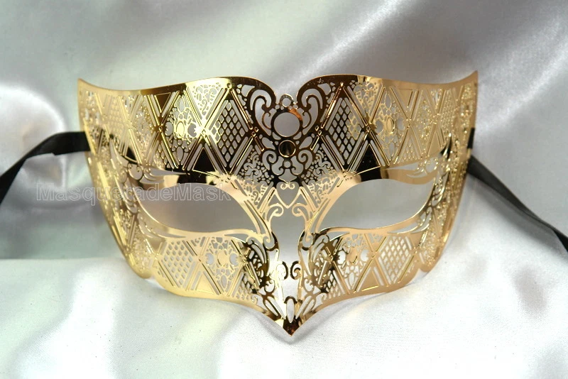 Laser Cut Venetian Metal Mens Masquerade Mask Boys black tie party bachelor prom - Image 1 of 1