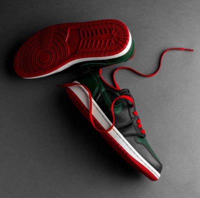 Jordan 1 Retro Low OG 'Black Gorge Green' Red Women's 6-12 Men's 7-10.5 Unisex - Image 1 of 4