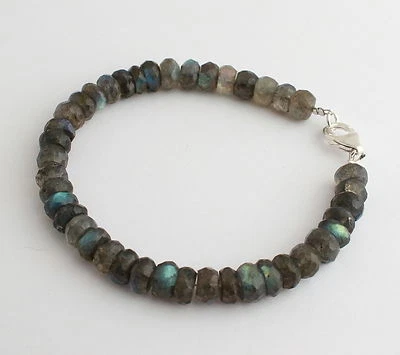 Labradorit Armband edelsteinarmband Facettierte Rondell blau Schimmer ca. 20 cm - Bild 1 von 2
