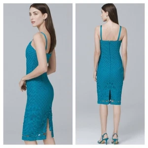 Sleeveless Lace Sheath Dress- Petrol Blue - Picture 1 of 1