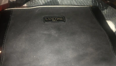 LANCOME BLACK SHINY PATENT/fake Suede ZIP UP MAKEUP BAG COSMETICS BAG - - Image 1 of 4