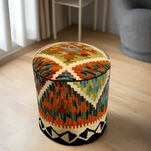Crafters and Weavers One of a Kind Kilim Rug Pouf Ottoman foot stool #95A - Picture 1 of 1