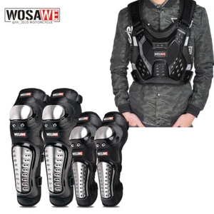 WOSAWE Motorcycle Body Armor Vest Racing Knee Elbow Protection Guards Set Adults - Picture 1 of 26