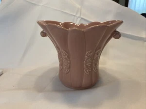 Abingdon USA Pottery Pink Peach Vase Vintage Art Deco #454 Ribbon Design On Side - Picture 1 of 9