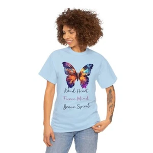 Motivational Butterfly Stocking Stuffer Gift Idea Unisex Heavy Cotton Tee - Picture 1 of 29