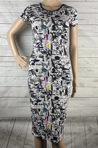 Abito bodycon Topshop taglia 4 bianco e nero stampa accento colorato sexy aderenza slim - Foto 1 di 12