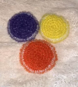 3X Sparkle Yarn Scrubbies Hand Made - Great Gift! Colors May Vary Last Forever - Picture 1 of 3
