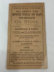 Vintage 1882 Hassenzahl & Daudt Tubular Hot-Blast Oil Stove Sales Flyr Pamphlet - Picture 1 of 5