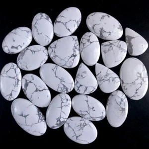 Lote de 20 piezas de piedras preciosas cabujón howlita blanco natural de 927 quilates 40x25 28x24 mm #R-9584 - Imagen 1 de 6
