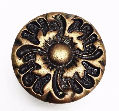 "Perilla de gabinete MCM de 1,5"" flor de latón provincial francés herrajes antiguos" Foto 1 de 4