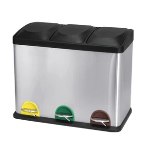 Panana Rubbish Bin, Recycling Bin, 3 x 20 L Triple Kitchen Bin - Picture 1 of 34