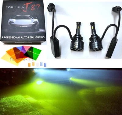 LED Kit F15 140W 9006 HB4 Lime Yellow Two Bulbs Fog Light Replace Plug Play Lamp - Image 1 of 4