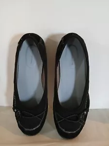 Croft And Barrow Black Leather Comfort Slip On Shoes Womens 9.5 MD Stitch Design - Picture 1 of 24