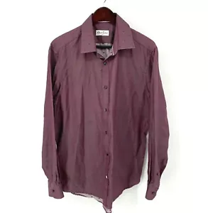 Camicia elegante uomo Robert Graham vino rosso spina di pesce a pois cotone 43 17 Large/XL - Foto 1 di 11