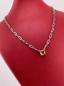 925 Sterling Silber Citrin Büroklammer Kette rhodiniert verstellbar - Bild 1 von 15