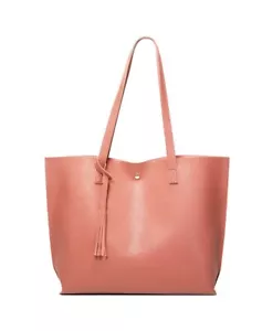 Women's Soft Leather Tote Shoulder Bag Top Handle Tassel Handbag Large Capacity - Picture 1 of 7