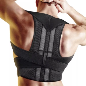 Men Adjustable Adult Back Posture Corrector Therapy Shoulder Lumbar Brace New - Picture 1 of 14