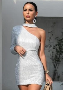 Silver Sequin Party Dress - Picture 1 of 4